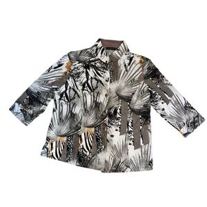Picadilly Fashions Women's Blouse Jacket XXL Abstract Animal Jungle Print